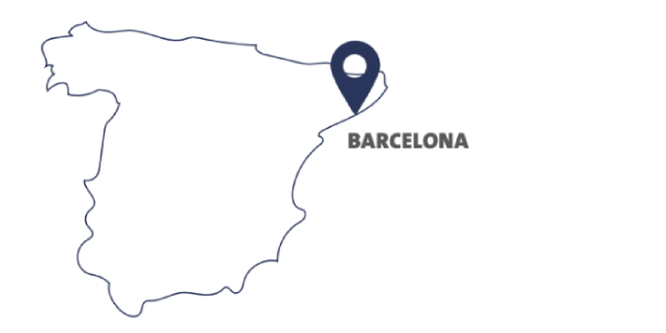 Visual showing the city of Barcelona on the map of Spain