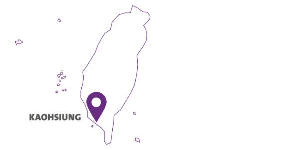 Visual showing the city of Kaohsiung on the map of Taiwan