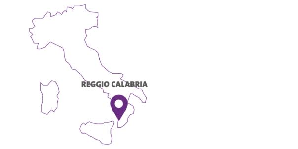 Visual showing the city of Reggio Calabria on the map of Italy